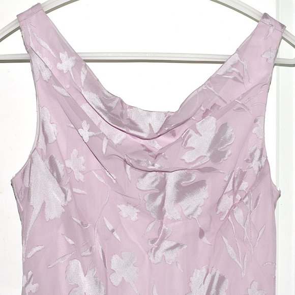 Worn 1X Pink Floral Appliqué Cowl Neck Midi Dress - Picture 2 of 7